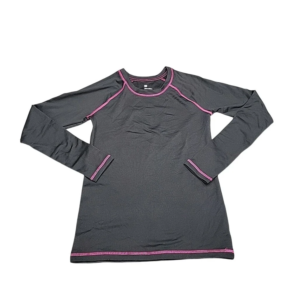 All in Motion Girls Long Sleeves Thermal Tee Shirt Top X-Large Size 14 Black